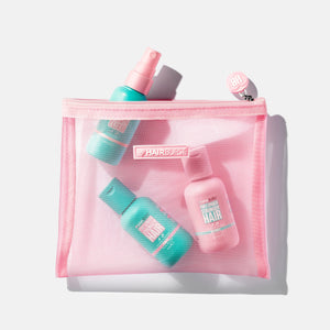 Siateczkowa kosmetyczka w kolorze różowym